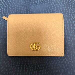 Gucci Tan Leather Wallet with Gold Emblem